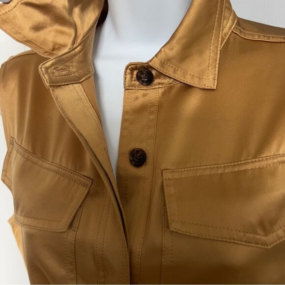 Banana Republic Golden Tan Silk Sleeveless Romper XS - Picture 9 of 9
